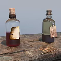 Medical Devices Glass Bottles With Cork Stoppers And Tags On Wooden Table
