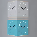 Decorative Wall Clock Hanging Four Square Clocks with White and Blue Backgrounds 3d model