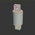 White cylindrical industrial component with orange ring and top bottom connectors
