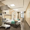 Hospital Outpatient Ward Interior With Medical Beds Modern Equipment And Ceiling Lights