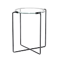 Modern Round Side Table With Glass Top And Black Metal Frame For Living Room