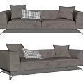 Modern Gray Fabric Two Seater Sofa With Checkered Cushion And Metal Legs