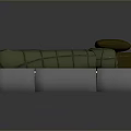 Modern Single Bed With Green Plaid Mattress Brown Pillow And Silver Metal Frame