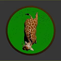 Decorative Giraffe Figurine as Home Living Accessory with Green Base and Leaf in Mouth