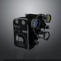 Vintage Retro Film Projector Electronic Device With Multiple Lenses And Control Knobs 3d model