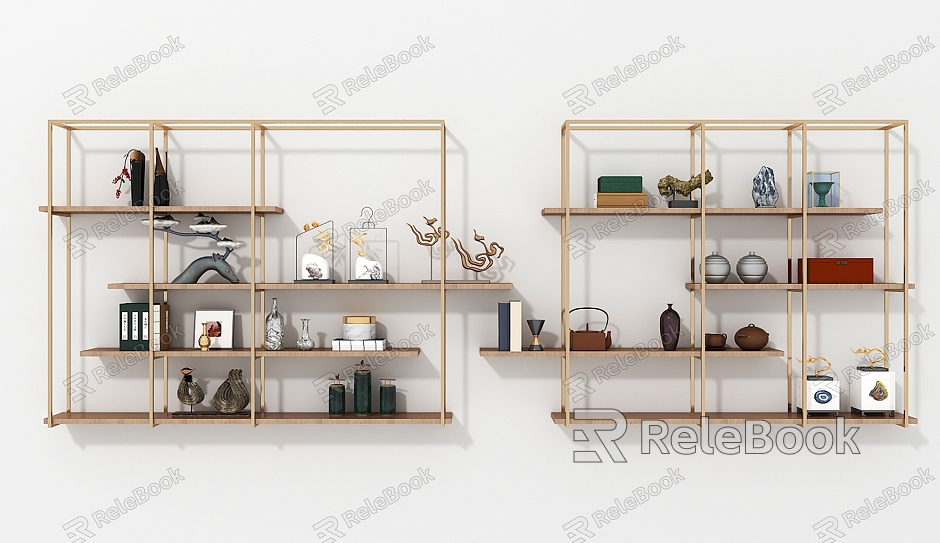 New Chinese Style Wall Storage Rack Decorative Rack model