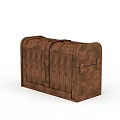 Vintage Brown Storage Chest With Woven Texture And Metal Buckles Rivets