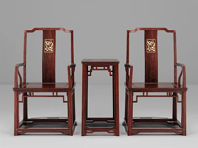 Chinese Casual Table and Chair Combination Classical Solid Wood Redwood Furniture Flower Rack 3d model