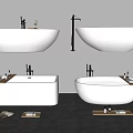 Modern Bathtub Interior Design With Freestanding Vessel Wooden Tray Toiletries And Slippers