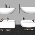 modern bath tub slippers bathroom small pieces 3d model