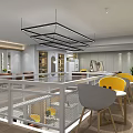 Modern Hair Salon Interior With Two Brown Chairs Wooden Cabinets Shelves And Striped Blinds