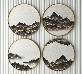 New Chinese Round Frame Painting Decorative Painting 3d model