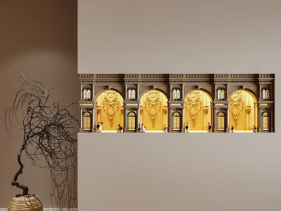 Elegant Wall Sconces With Ornate Design Illuminating Classical Building Wall 3d model