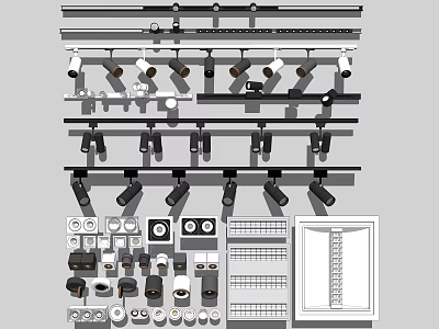 Assorted Downlights And Spotlights With Diverse Designs And Mounting Components 3d model