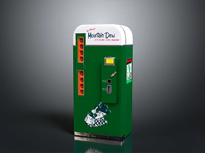 Green Marble Dew Vending Machine With White Top And Front Buttons 3d model