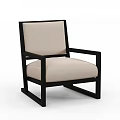 Modern Accent Chair With Black Frame And Beige Fabric For Modern Living Space