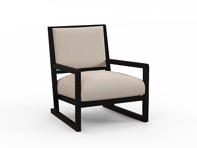 Modern Accent Chair With Black Frame And Beige Fabric For Modern Living Space 3d model