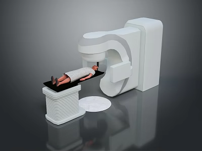 Modern Medical Imaging Equipment With Patient Undergoing Scan On Examination Table 3d model