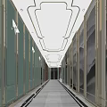 Elegant Modern Hotel Corridor With Luxurious Ceiling Design And Wall Lamps 3d model