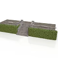 Garden Stone Steps With Green Hedges And Decorative Railings Design