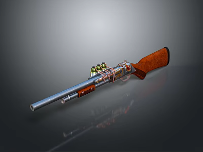 Detailed Classic Rifle With Wooden Stock Metal Barrel And Decorative Design 3d model