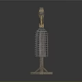 Medieval Torture Device With Wooden Frame Metal Cage And Rope Suspension