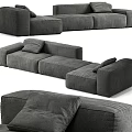 Modern Gray Fabric Sectional Sofa With Modular Design And Comfortable Cushions 3d model