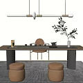 New Chinese Tea Table and Chair Tea Table and Chair Combination 3d model