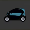 Renault Compact Two Seater Electric Car With Turquoise And Black Modern Design