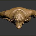 Golden Animal Statue In Standing Pose Wearing Jacket And Pants On Gray Background