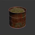 Rusty Red Cylindrical Metal Container With Green Patina And Stone Inside 3d model