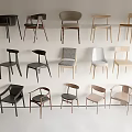 Various Single Chairs Showcasing Modern Designs And Diverse Materials In White Space 3d model