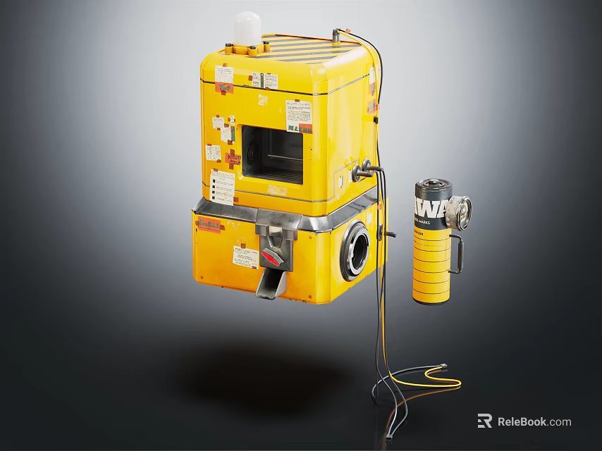 Yellow Commercial Industrial Equipment With Control Panel And Attached Cylindrical Accessory 3d model 