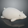 Soft White Polar Bear Plush Pillow in Lying Position on Dark Background 3d model