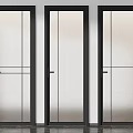 Modern Hinged Doors With Black Frames And Frosted Glass For Interior Design 3d model