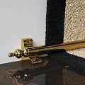 Modern Staircase with Golden Handrail Black Railings and Beige Carpeted Steps Design