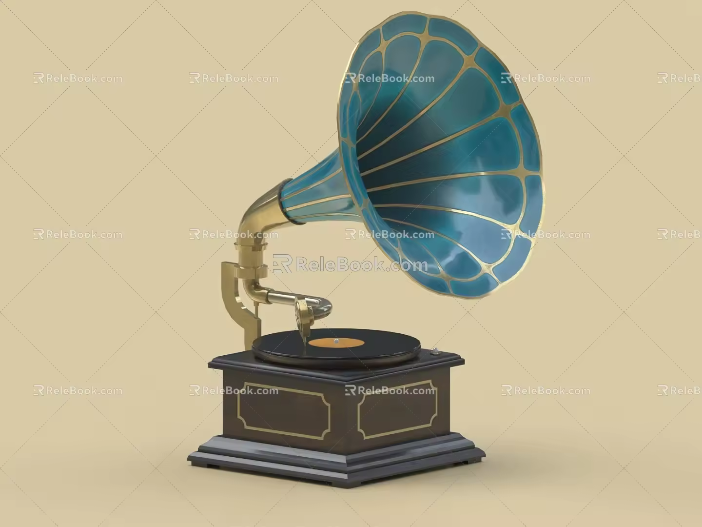phonograph record player record player antique relics 3d model