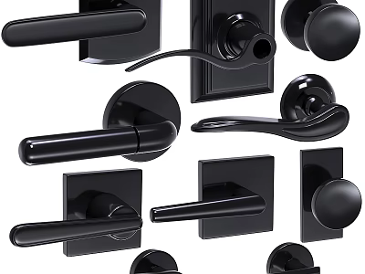 Modern Door Handles Featuring Various Stylish Designs For Home Decor 3d model