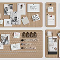 Wooden Photo Wall With Photos Notes Quote Cards And Decorative Clips