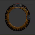 Industrial Circular Mechanical Component With Black Orange Texture And Metal Parts