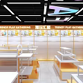 Shopping Mall Toy Story Counter With Colorful Design Neon Lights And Display Shelves