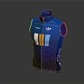 Blue Sleeveless Vest With Sporty Logo And Colorful Stripes Design For Outdoor Activities