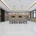 Bright Modern Fabric Sample Showroom With Display Shelves And Discussion Area