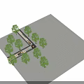 Municipal Road Design With Intersection Zebra Crossings Green Trees And Lane Markings