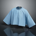 Light Blue Loose Fit Top With Round Neck And Short Sleeves Casual Design