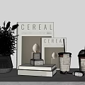 Combination ornaments potted books 3d model