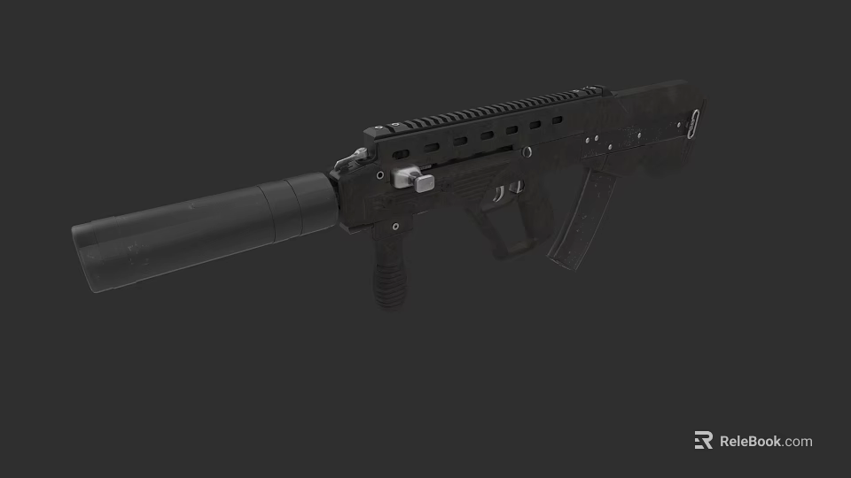 Tactical Black Rifle 3D Model With Magazine Barrel And Rail System 3d model 