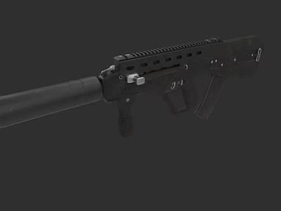 Tactical Black Rifle 3D Model With Magazine Barrel And Rail System 3d model
