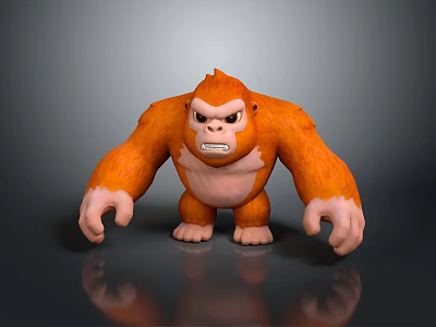 Angry Orange Gorilla 3D Character Model With Standing Pose And Fierce Expression 3d model