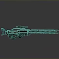 Futuristic Sci-Fi Gun With Metallic Design Shiny Barrel Scope Attachment On Reflective Surface Modern Aesthetic